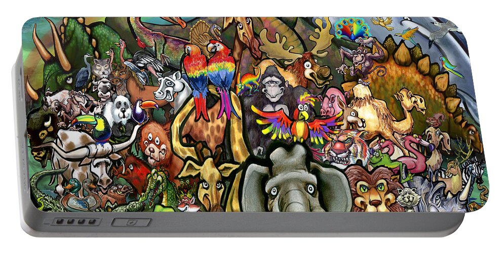 Animals Portable Battery Charger featuring the digital art Animals of All Colors Shapes and Sizes by Kevin Middleton