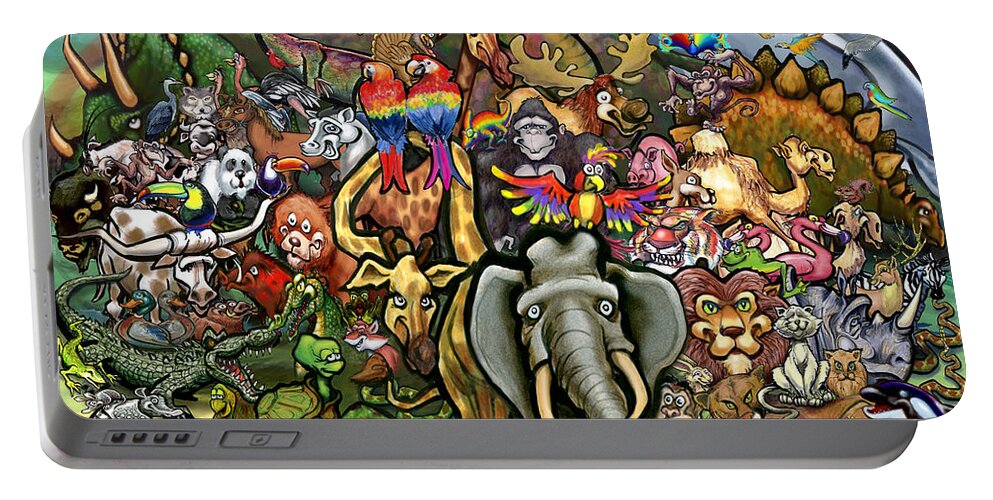 Animal Portable Battery Charger featuring the digital art Animals of Planet Earth by Kevin Middleton