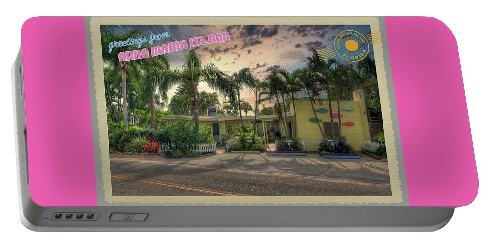 Anna Maria Island Portable Battery Charger featuring the photograph Anna Maria Island Motel by ARTtography by David Bruce Kawchak