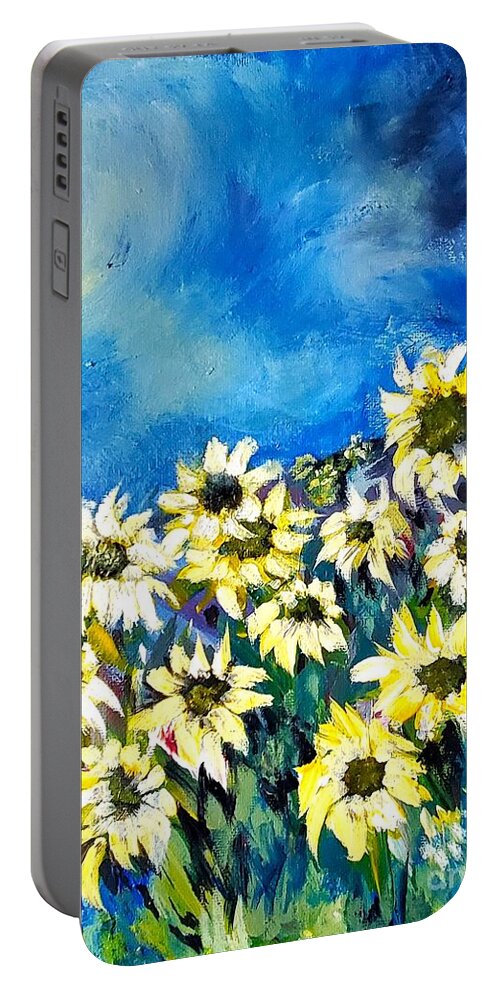 Sunflowers Portable Battery Charger featuring the painting Another Sunflower Daydream by Eileen Kelly