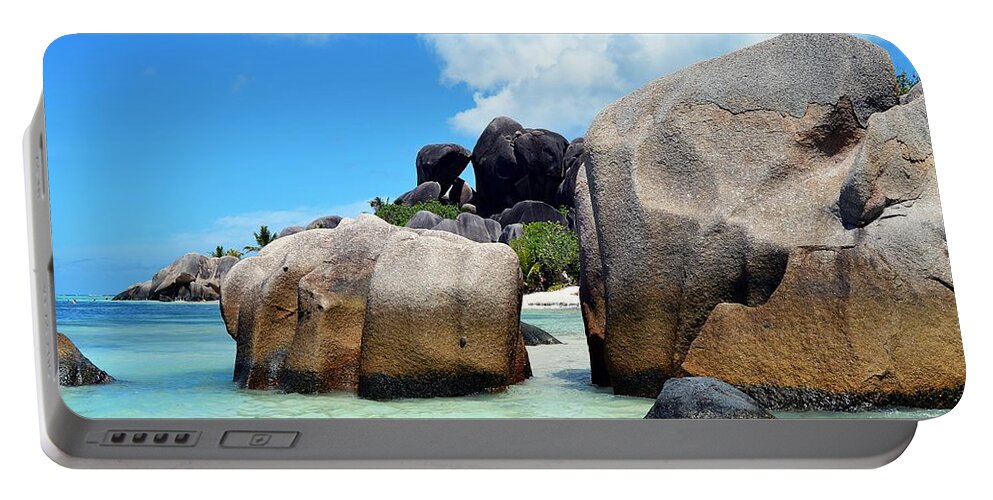 Anse Source D'argent Portable Battery Charger featuring the photograph Anse Source d'Argent by Thomas Schroeder