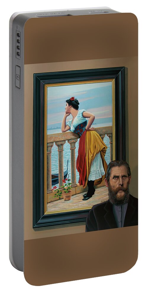 Eugene De Blaas Portable Battery Charger featuring the painting Anticipation of Eugene de Blaas Painting by Paul Meijering