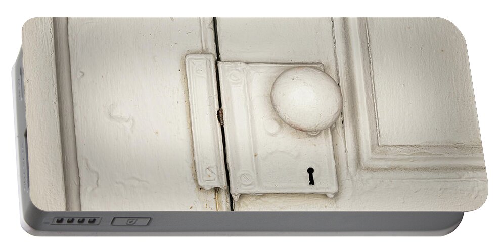 Door Portable Battery Charger featuring the photograph Antique Door Knob 4 by Amelia Pearn
