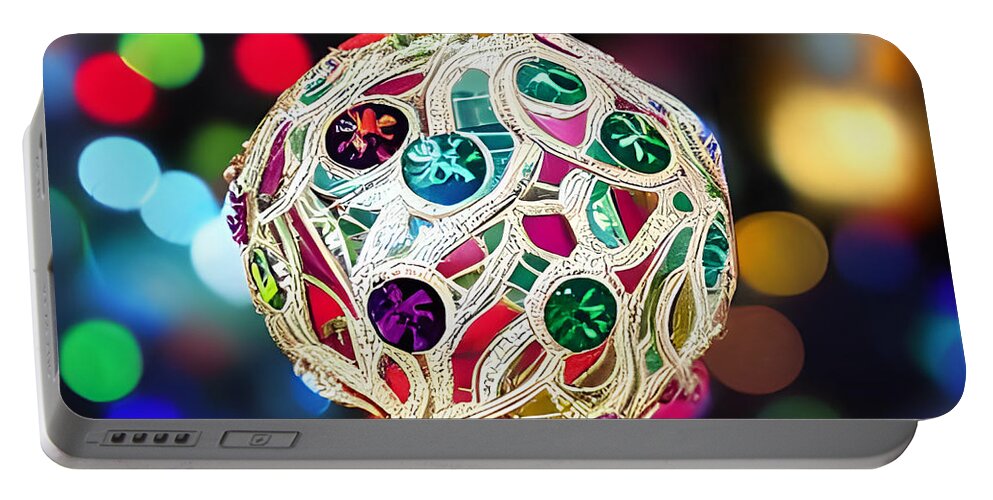 Newby Portable Battery Charger featuring the digital art Antique Ornament 2022 by Cindy's Creative Corner