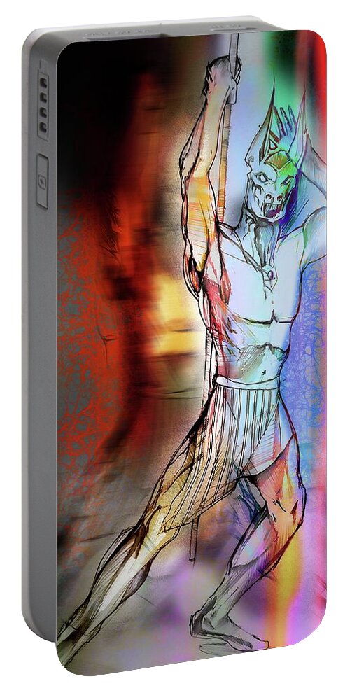  Portable Battery Charger featuring the painting Anubis by John Gholson