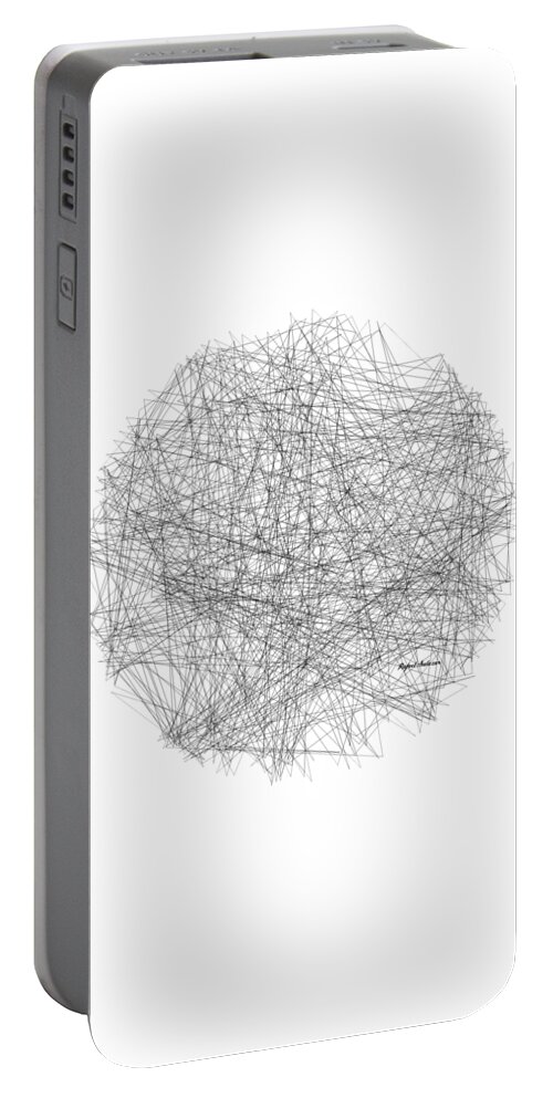 Abstract; Modern; Contemporary; Set Design; Gallery Wall; Art For Interior Designers; Book Cover; Wall Art; Album Cover; Cutting Edge; Interior Art; Interior Design; Black; White; Anxiety Portable Battery Charger featuring the drawing Anxiety by Rafael Salazar