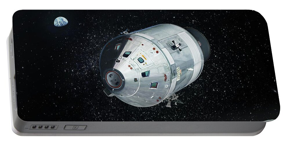 Nasa Portable Battery Charger featuring the digital art Apollo 8 Christmas by Mark Karvon