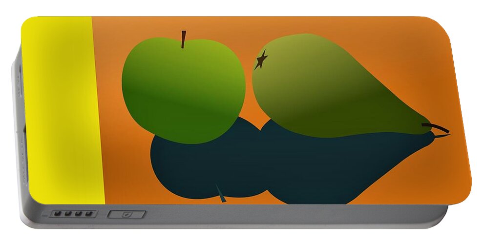 Apple Portable Battery Charger featuring the digital art Apple and Pear by Fatline Graphic Art