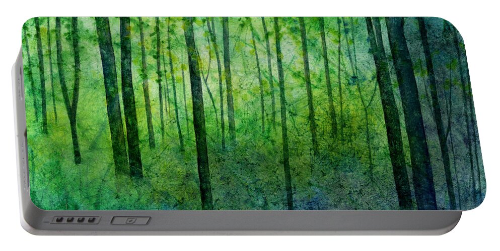 Green Portable Battery Charger featuring the painting April Hues by Hailey E Herrera