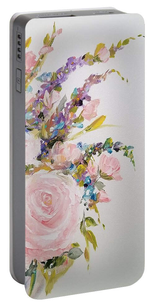 Flowers Portable Battery Charger featuring the painting April's Pearls right by Judith Rhue