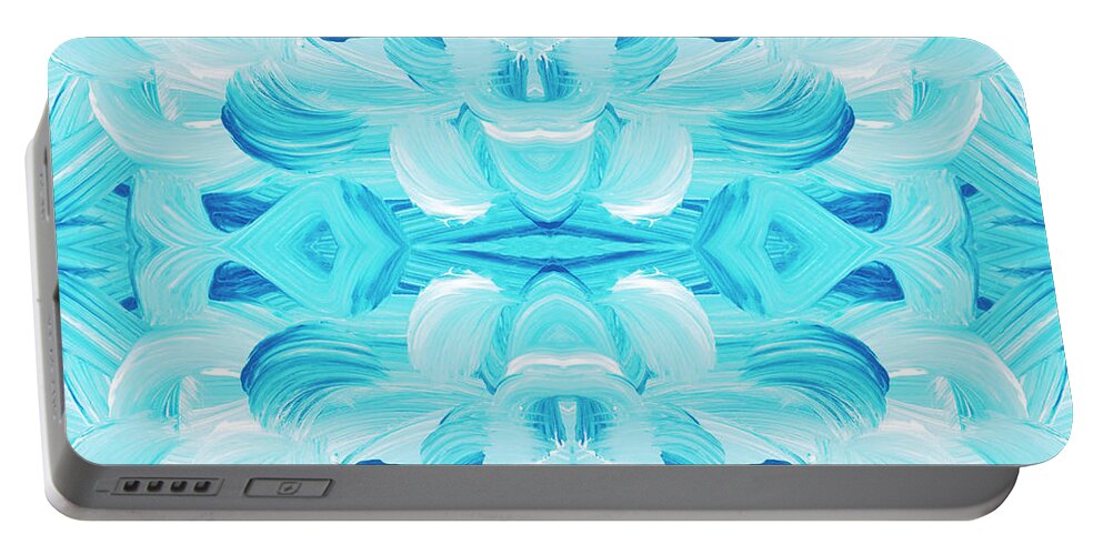 Aqua Portable Battery Charger featuring the painting Aqua Abstract Painting by Christina Rollo