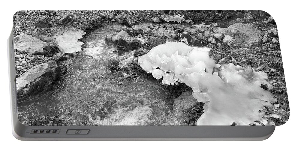 Photography Portable Battery Charger featuring the photograph Aqua Chiquita Creek and Ice, Lincoln National Forest, New Mexico by Richard Porter