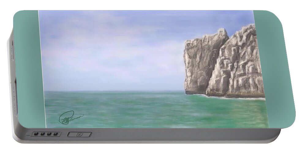 Sea Portable Battery Charger featuring the painting Aqua Sea by Elly Potamianos