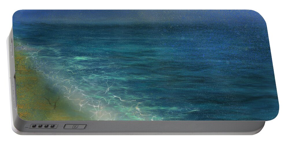 Digital Art Portable Battery Charger featuring the digital art Aqua Seashore by Remy Francis