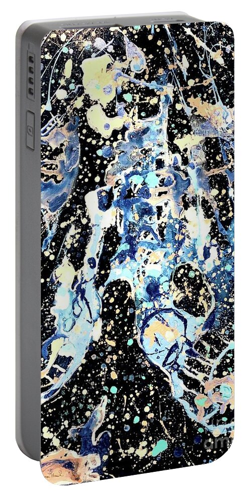 Abstract Portable Battery Charger featuring the painting Aquatic Journey by Jacqui Hawk