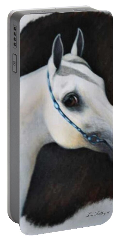 Horses Portable Battery Charger featuring the drawing Arabian Horse Head by Loxi Sibley