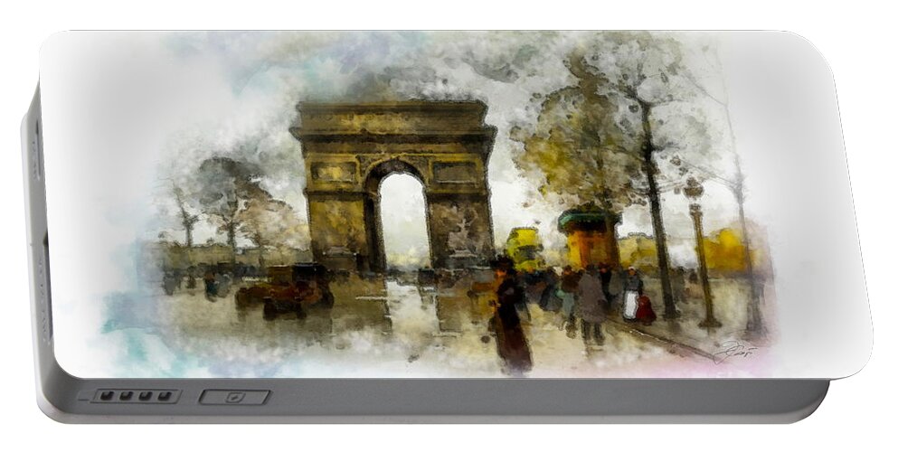 Arc De Triomphe Portable Battery Charger featuring the digital art Arc de Triomphe, Paris by Jerzy Czyz
