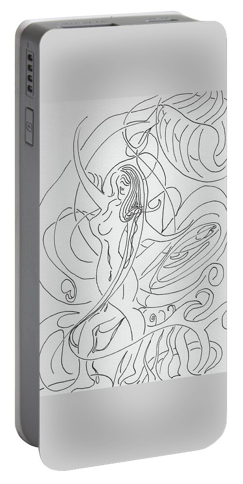 Brigid Portable Battery Charger featuring the drawing Arc of Brigid by Bethany Beeler