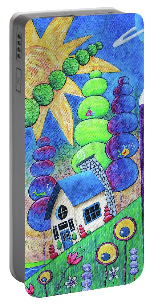 Dreamscape Portable Battery Charger featuring the painting Arcadia by Winona's Sunshyne
