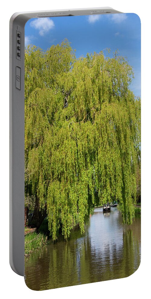 Canal Portable Battery Charger featuring the photograph Arch through the willow 2 by Steev Stamford
