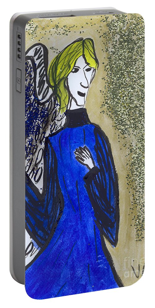 Angel Portable Battery Charger featuring the painting Archangel Michael by Victoria Mary Clarke