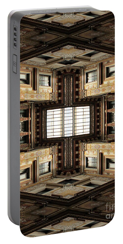Labyrinth Portable Battery Charger featuring the digital art Architectural Labyrinth by Phil Perkins