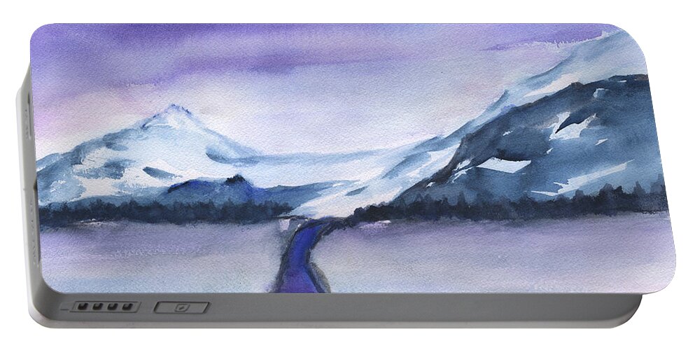 Arctic Sunset Portable Battery Charger featuring the painting Arctic Sunset by Frank Bright