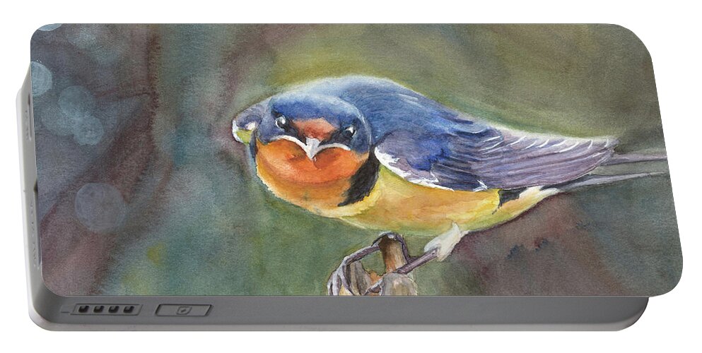 Barn Swallow Portable Battery Charger featuring the painting Are you looking at me? by Vicki B Littell