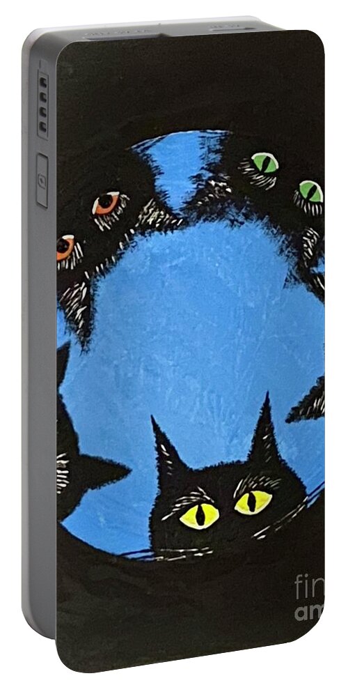 Cats Portable Battery Charger featuring the painting Are You Okay ? by Jeffrey Koss