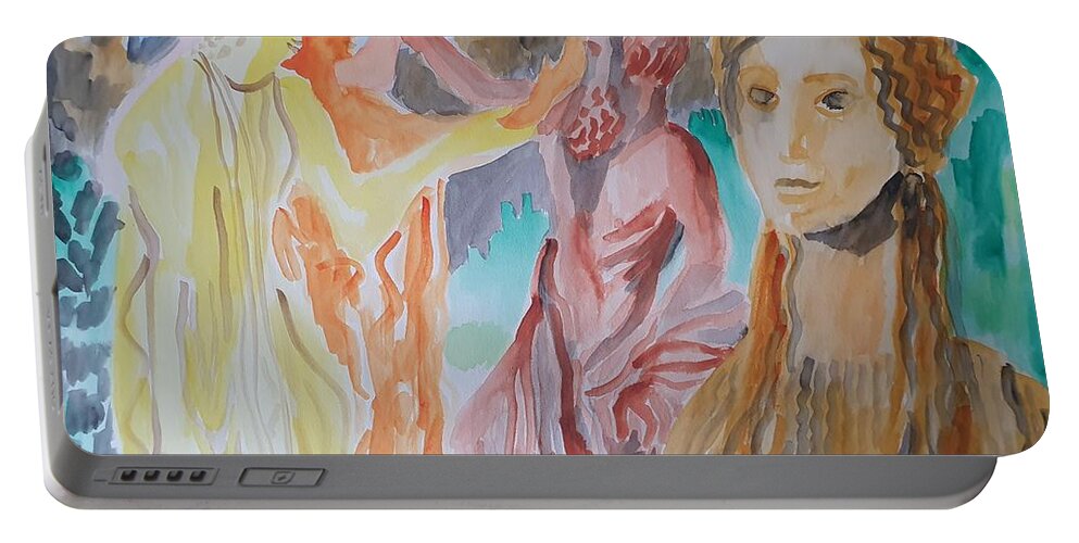 Sculpture Portable Battery Charger featuring the painting Archcaic Hellenistic Beauty by Enrico Garff