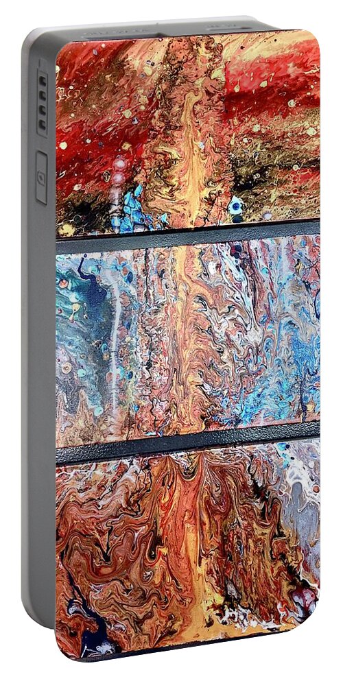 Acrylic Pour Portable Battery Charger featuring the painting Ariadne's thread by David Euler