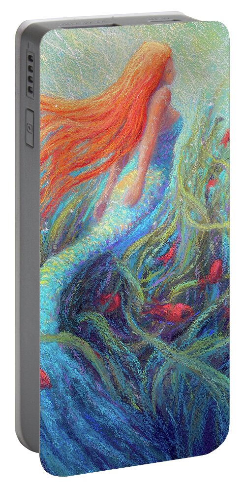 Mermaid Portable Battery Charger featuring the painting Ariel the Mermaid Queen by Susan Jenkins
