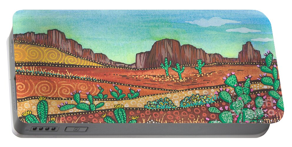 Arizona Landscape Portable Battery Charger featuring the painting Arizona Glow by Tanielle Childers
