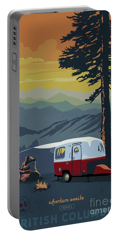 Retro Travel Portable Battery Charger featuring the painting Armadillo by Sassan Filsoof