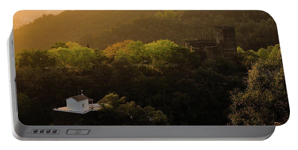 Lousa Portable Battery Charger featuring the photograph Arouce Castle at sunset in Lousa by Angelo DeVal