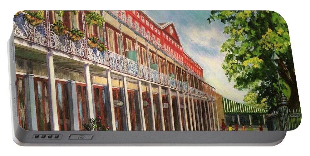 Cityscape Portable Battery Charger featuring the painting Around Jackson Square by Sherrell Rodgers