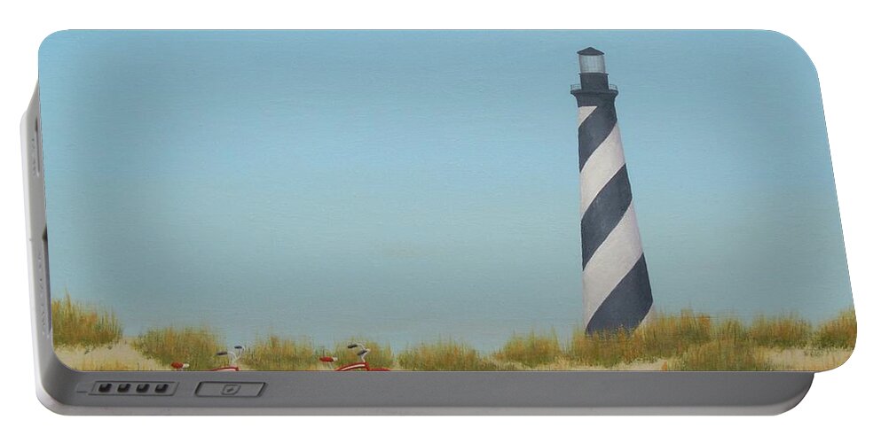 Cape Hatteras Portable Battery Charger featuring the painting Arriving at Cape Hatteras by Phyllis Andrews