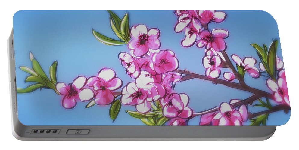 Spring Portable Battery Charger featuring the digital art Art - Blossoms of Spring by Matthias Zegveld