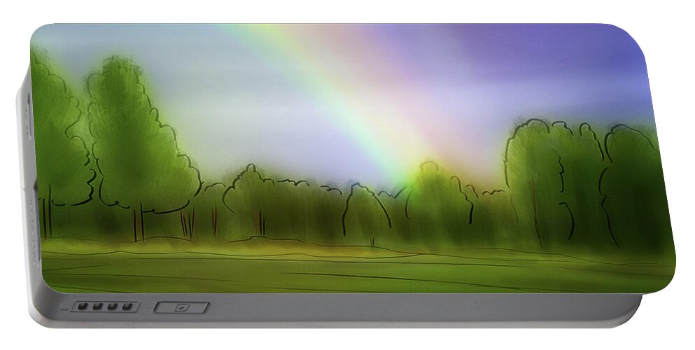 Rainbows Portable Battery Charger featuring the digital art Art - The Rainbow by Matthias Zegveld