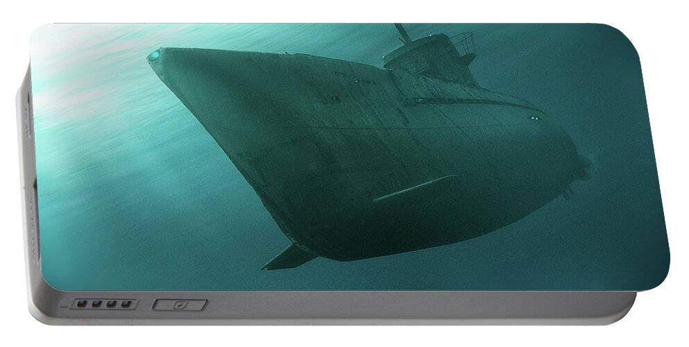 Submarine Portable Battery Charger featuring the digital art Art - The Submarine by Matthias Zegveld