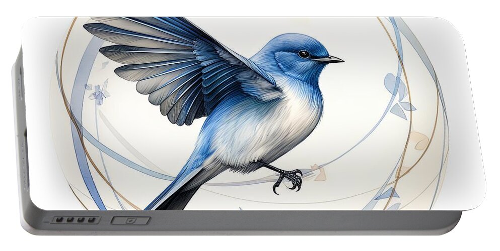 Bluebird Portable Battery Charger featuring the painting Artful Angles by Lourry Legarde