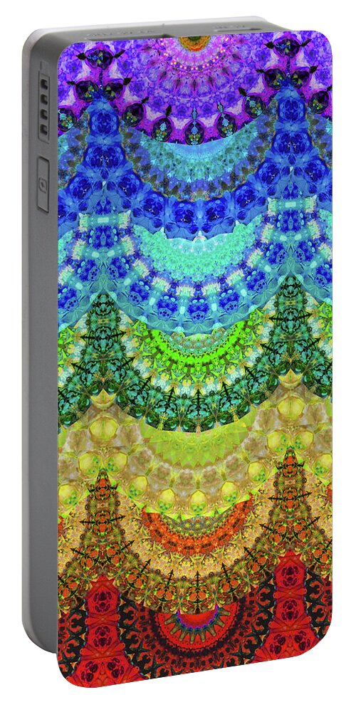 Chakra Portable Battery Charger featuring the painting Chakra Mandala Healing Art by Sharon Cummings by Sharon Cummings