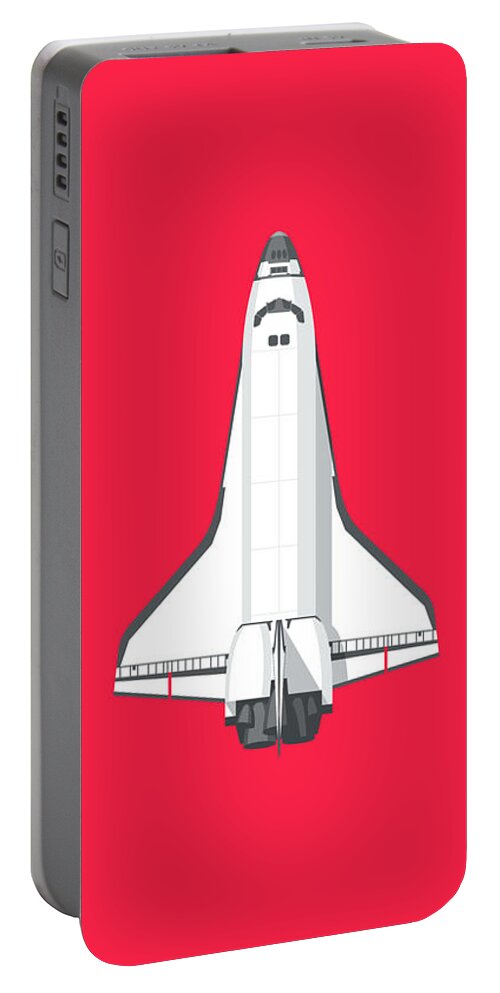 Poster Portable Battery Charger featuring the digital art Space Shuttle Spacecraft - Crimson by Organic Synthesis