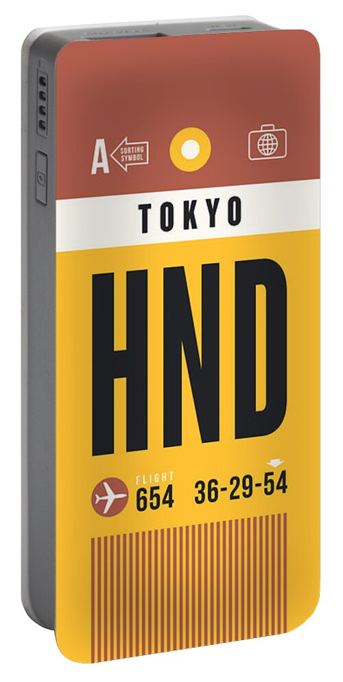 Airline Portable Battery Charger featuring the digital art Luggage Tag A - HND Tokyo Japan by Organic Synthesis