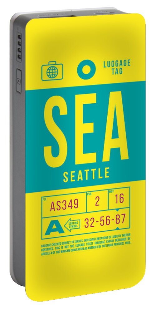 Airline Portable Battery Charger featuring the digital art Luggage Tag B - SEA Seattle USA by Organic Synthesis