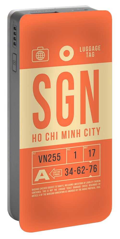 Airline Portable Battery Charger featuring the digital art Luggage Tag B - SGN Ho Chi Minh City Vietnam by Organic Synthesis