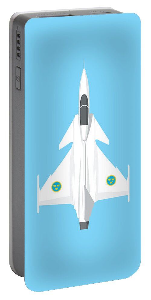 Gripen Portable Battery Charger featuring the digital art JAS 39 Gripen Fighter Jet - Sky by Organic Synthesis
