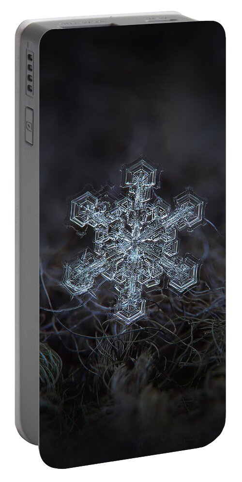 Snowflake Portable Battery Charger featuring the photograph Real snowflake 2013-01-21_1 by Alexey Kljatov