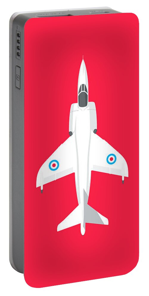 Aircraft Portable Battery Charger featuring the digital art Sea Harrier Jet Aircraft - Crimson by Organic Synthesis
