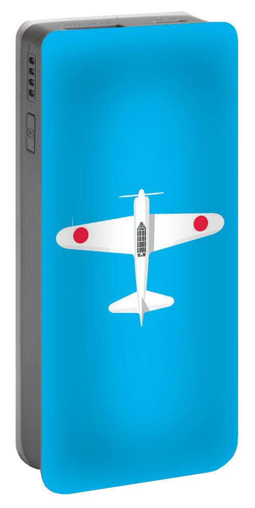 Aircraft Portable Battery Charger featuring the digital art A6M Zero WWII Aircraft - Cyan by Organic Synthesis